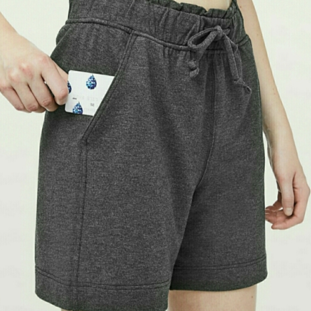 New Lululemon Athletica Sunday Charcoal Pull On Shorts Large 10 - Picture 2 of 3